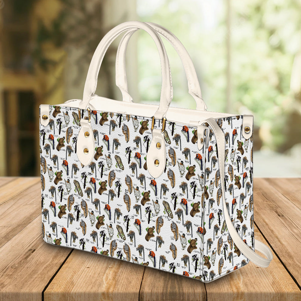 litzzy Personalized Lemur Purse Leather Bag Gray Mouse Handbag For Women leather bag   