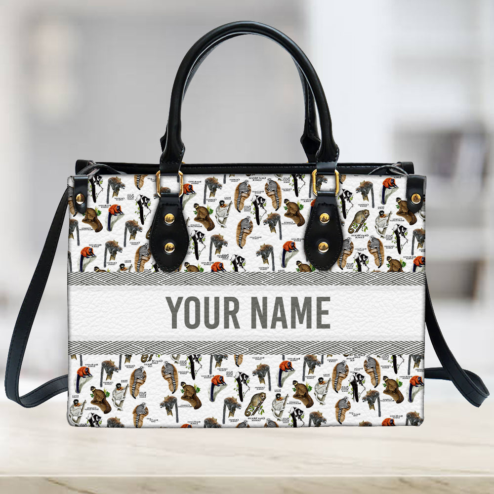 litzzy Personalized Lemur Purse Leather Bag Gray Mouse Handbag For Women leather bag   