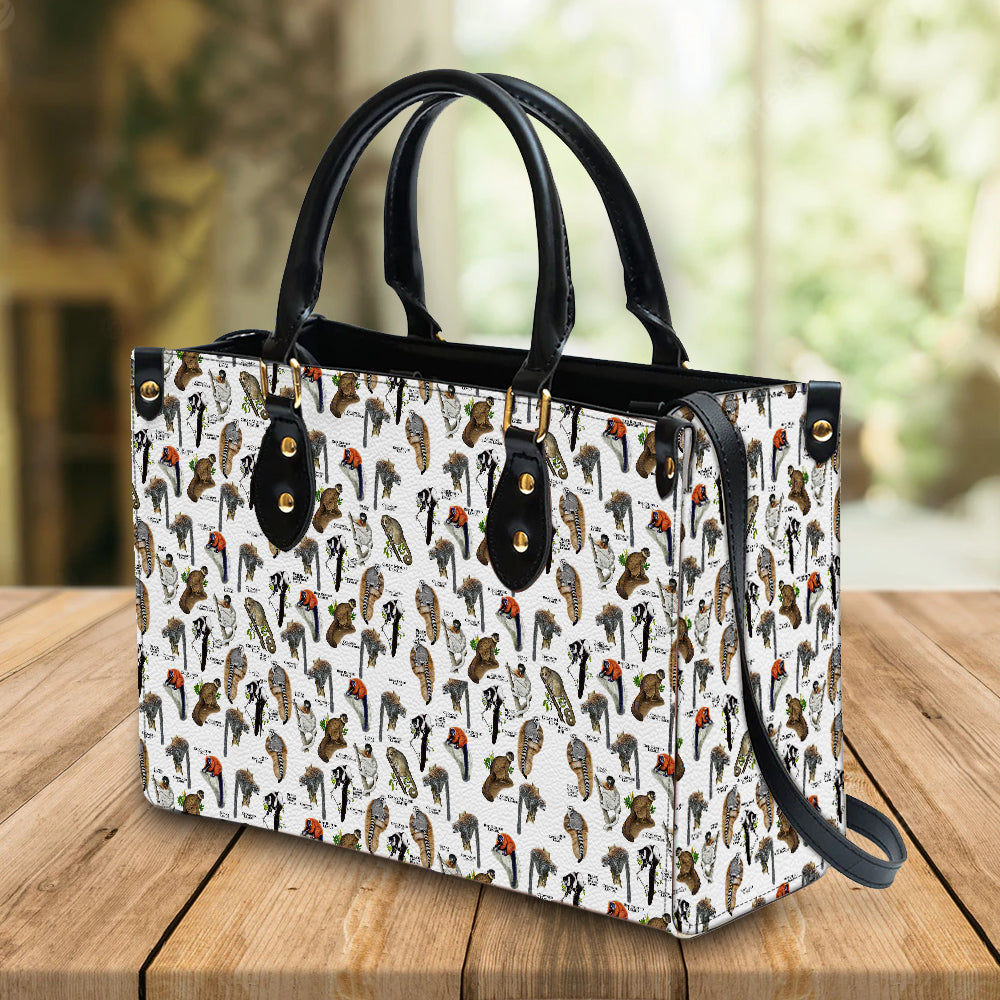 litzzy Personalized Lemur Purse Leather Bag Gray Mouse Handbag For Women leather bag   