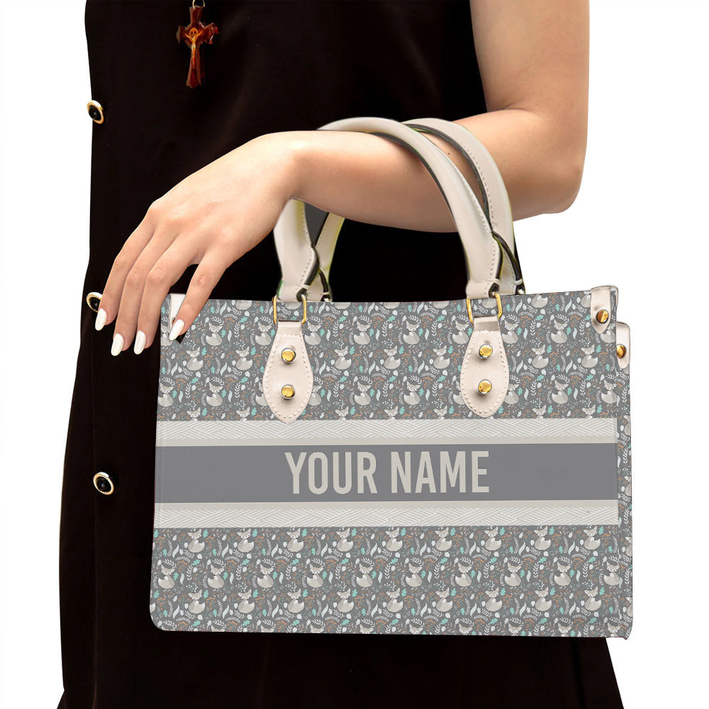 litzzy Personalized Fox Purse Leather Bag Floral Handbag For Women leather bag White  