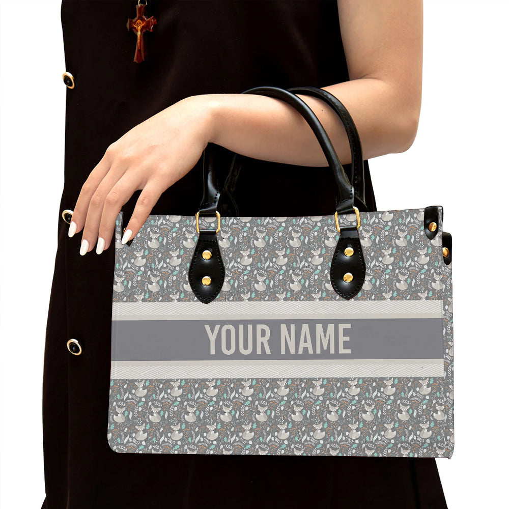 litzzy Personalized Fox Purse Leather Bag Floral Handbag For Women leather bag Black  