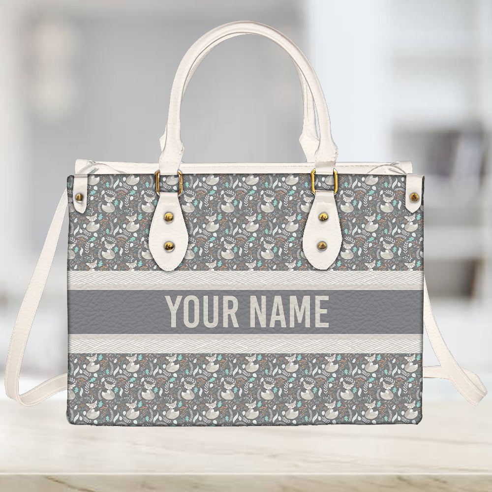 litzzy Personalized Fox Purse Leather Bag Floral Handbag For Women leather bag   