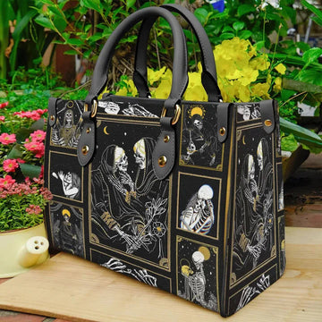 litzzy The Lovers Skull Tarot Purse Leather Bag Handbag leather bag Black  