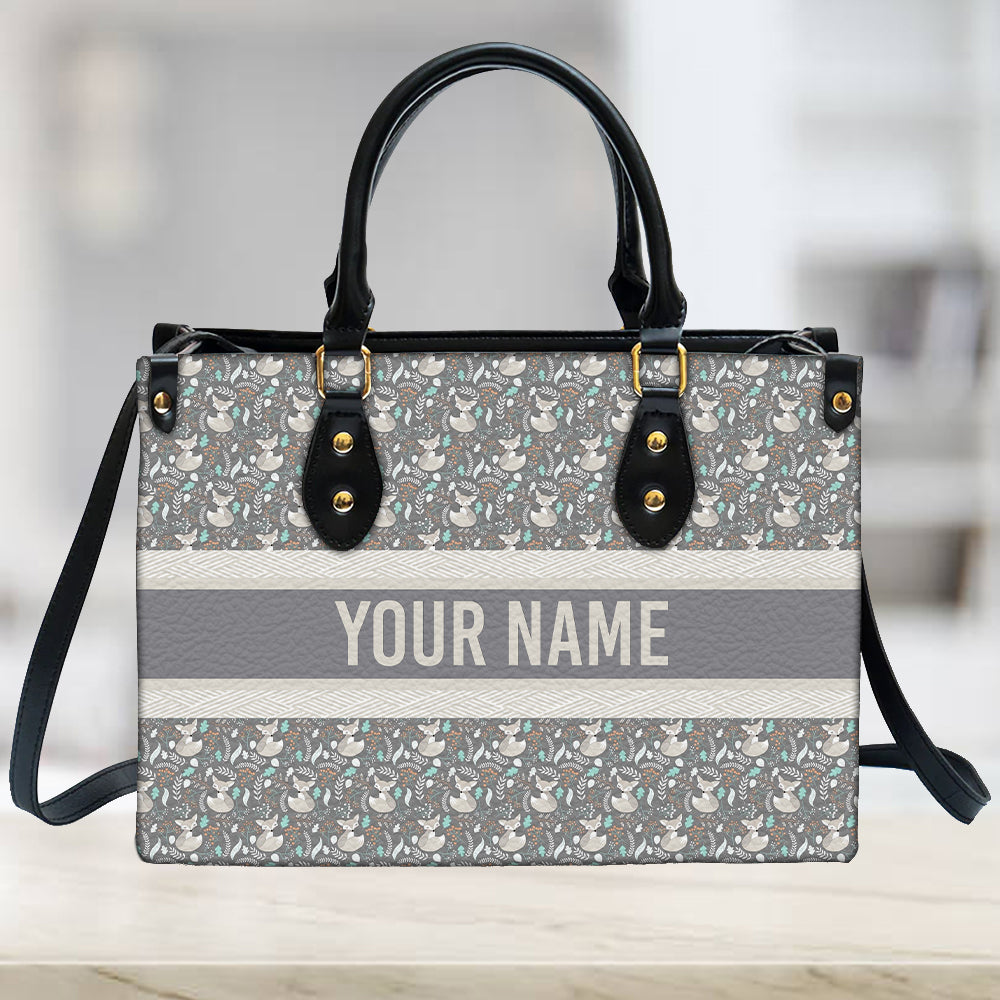 litzzy Personalized Fox Purse Leather Bag Floral Handbag For Women leather bag   