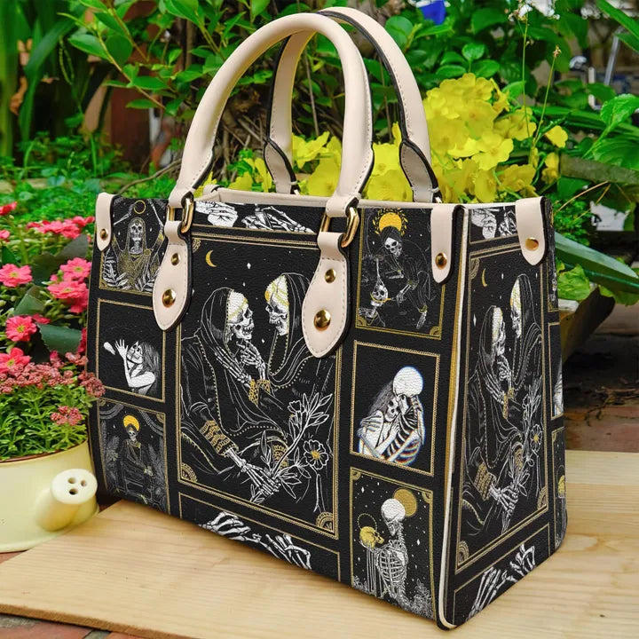 litzzy The Lovers Skull Tarot Purse Leather Bag Handbag leather bag White  