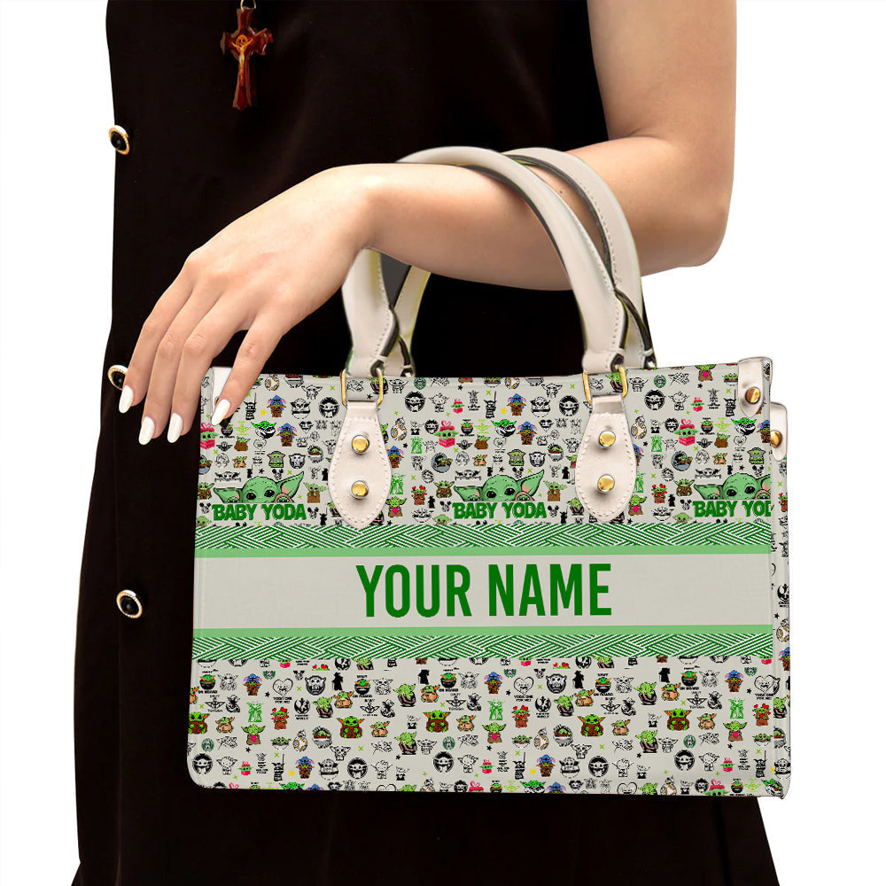 litzzy Personalized Christmas Yoda Purse Leather Bag Handbag For Women leather bag White  