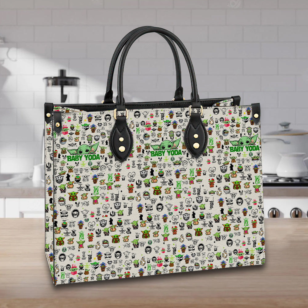 litzzy Personalized Christmas Yoda Purse Leather Bag Handbag For Women leather bag   