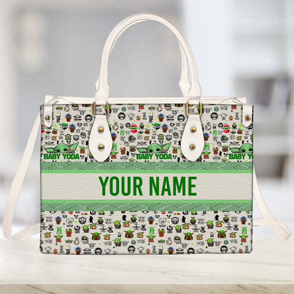 litzzy Personalized Christmas Yoda Purse Leather Bag Handbag For Women leather bag   