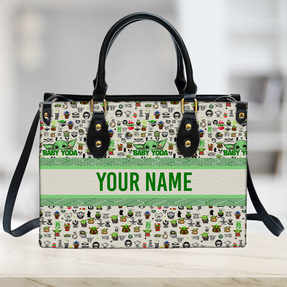 litzzy Personalized Christmas Yoda Purse Leather Bag Handbag For Women leather bag   