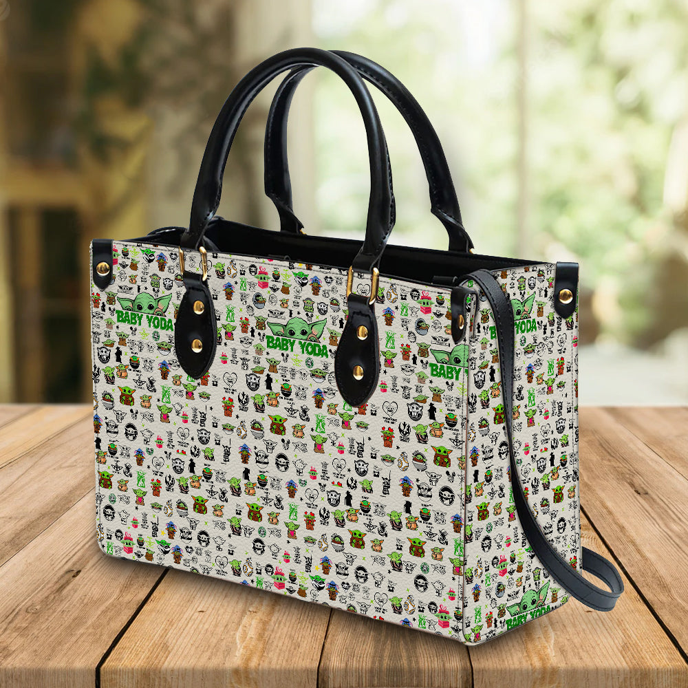 litzzy Personalized Christmas Yoda Purse Leather Bag Handbag For Women leather bag   