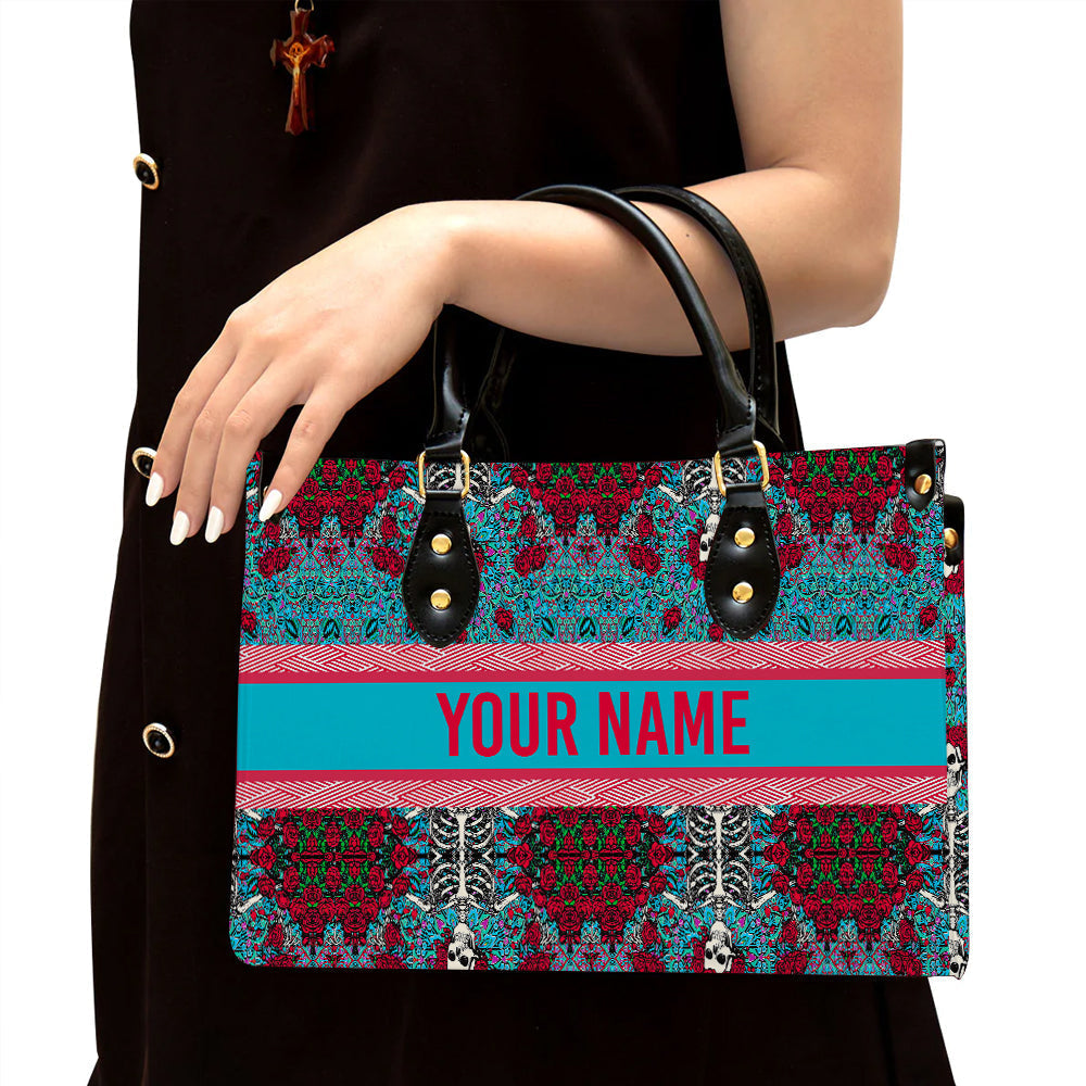 litzzy Personalized Grateful Dead Skull Purse Leather Bag Handbag For Women leather bag Black  