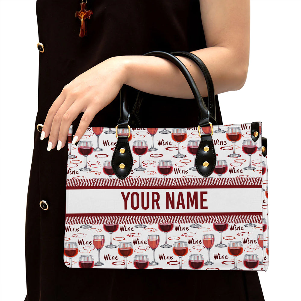 litzzy Personalized Wine Purse Leather Bag Handbag For Women leather bag Black  