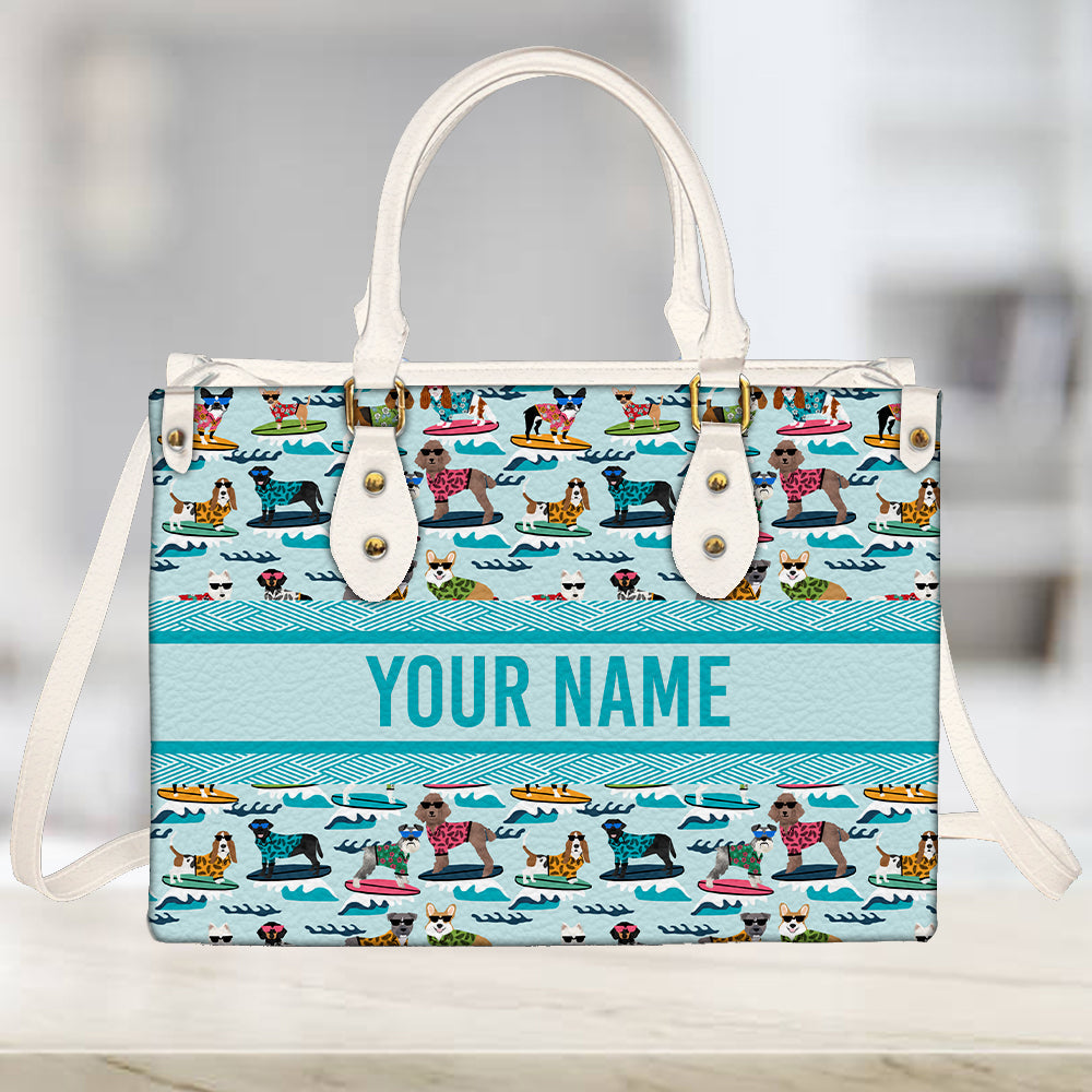 litzzy Personalized Surfing Dog Purse Leather Bag Handbag For Women leather bag   