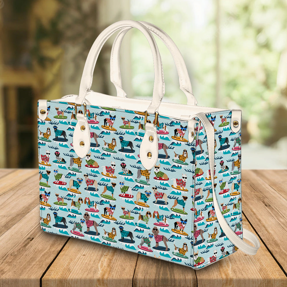 litzzy Personalized Surfing Dog Purse Leather Bag Handbag For Women leather bag   