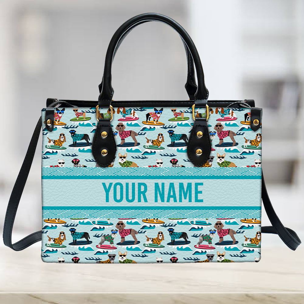 litzzy Personalized Surfing Dog Purse Leather Bag Handbag For Women leather bag   
