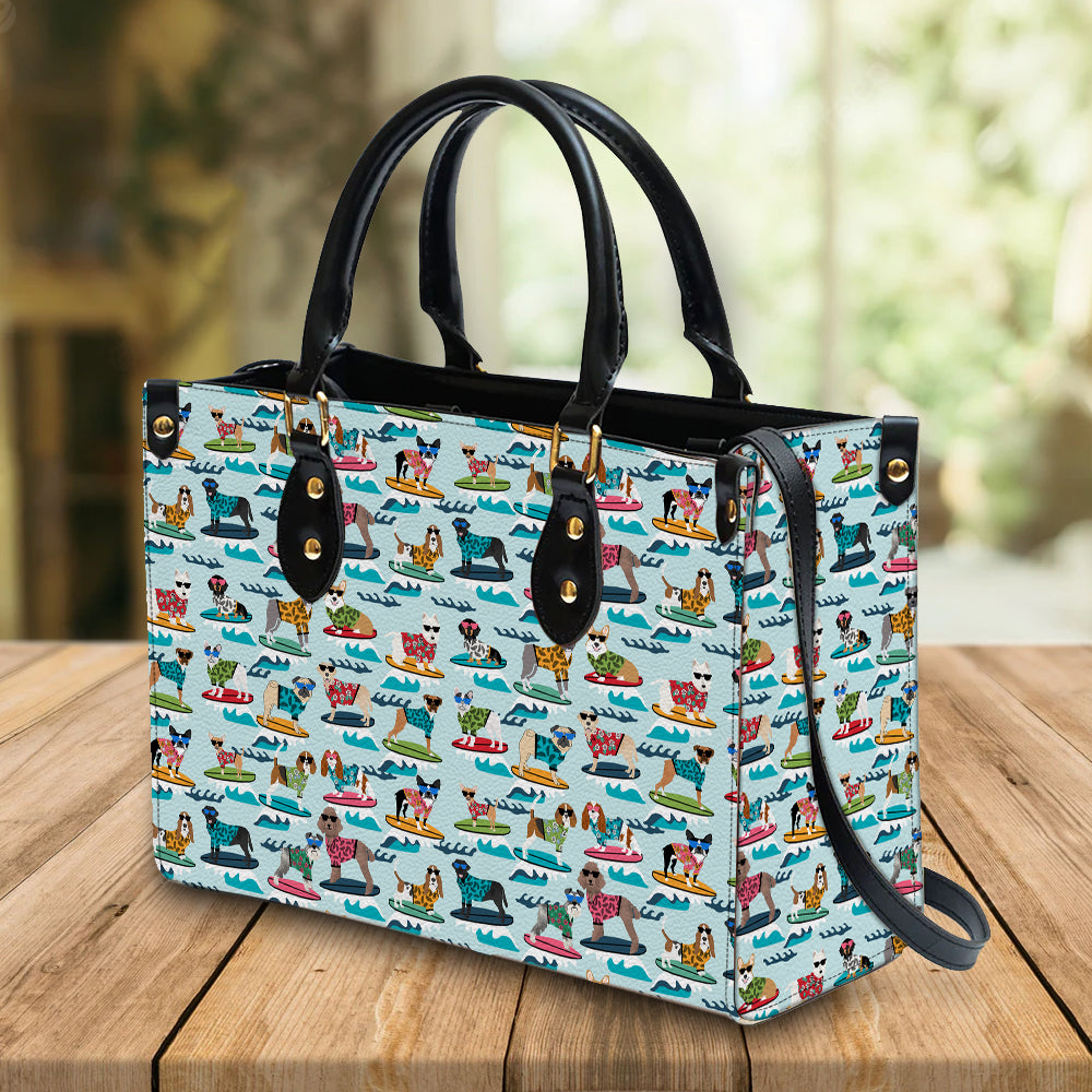 litzzy Personalized Surfing Dog Purse Leather Bag Handbag For Women leather bag   