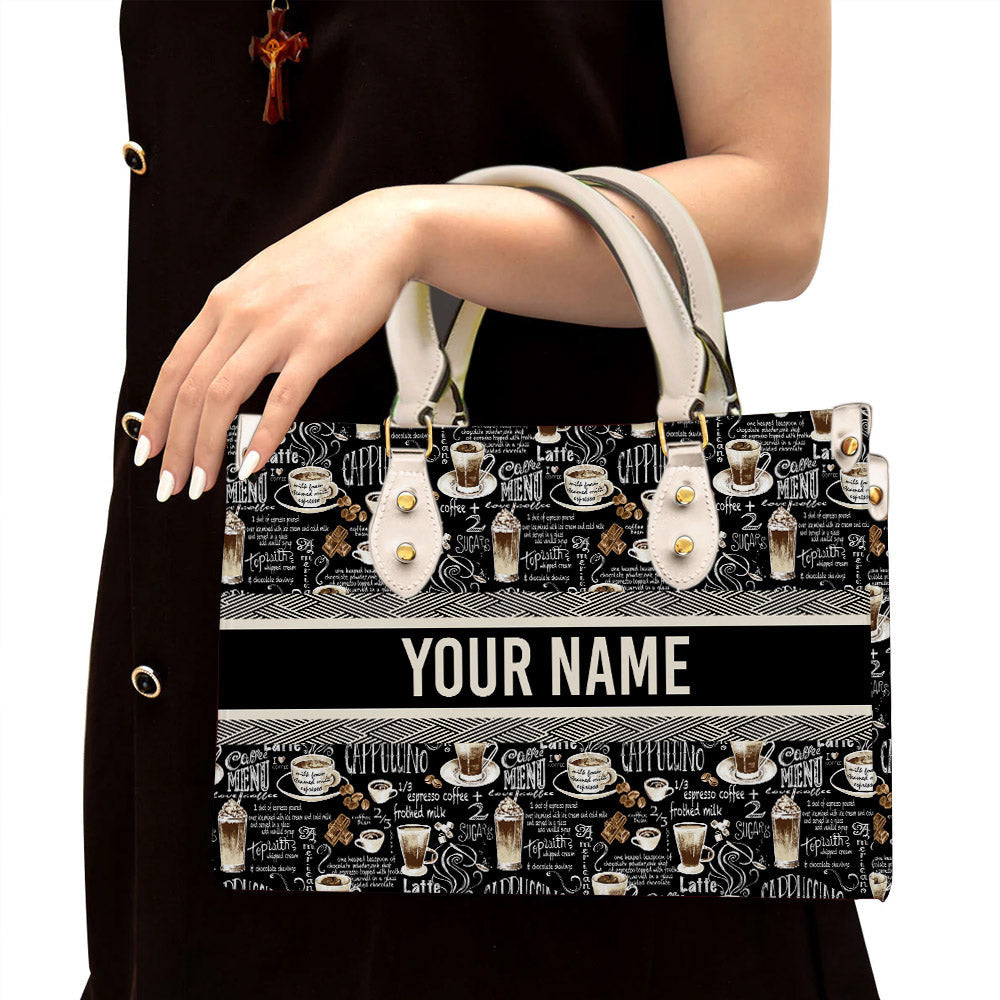 litzzy Personalized Coffee Menu Purse Leather Bag Handbag For Women leather bag White  