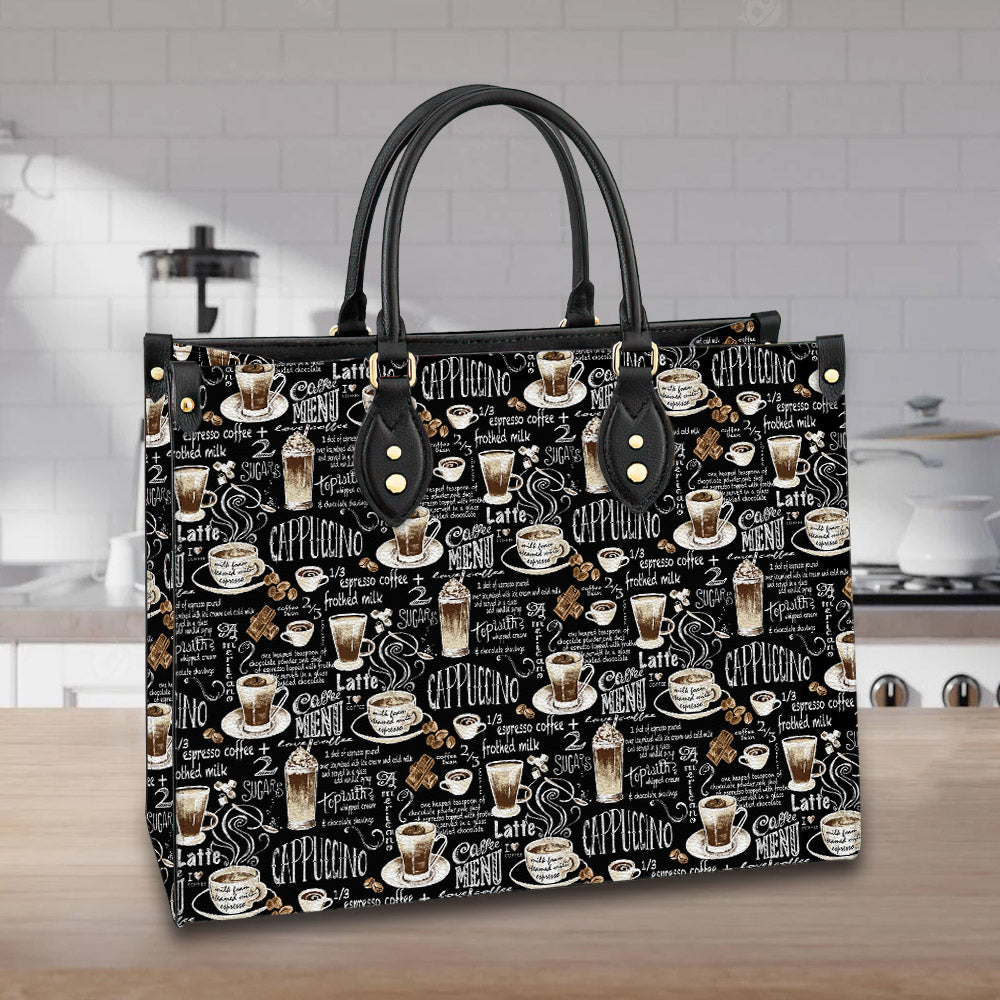 litzzy Personalized Coffee Menu Purse Leather Bag Handbag For Women leather bag   