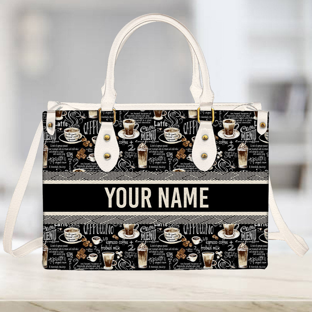 litzzy Personalized Coffee Menu Purse Leather Bag Handbag For Women leather bag   