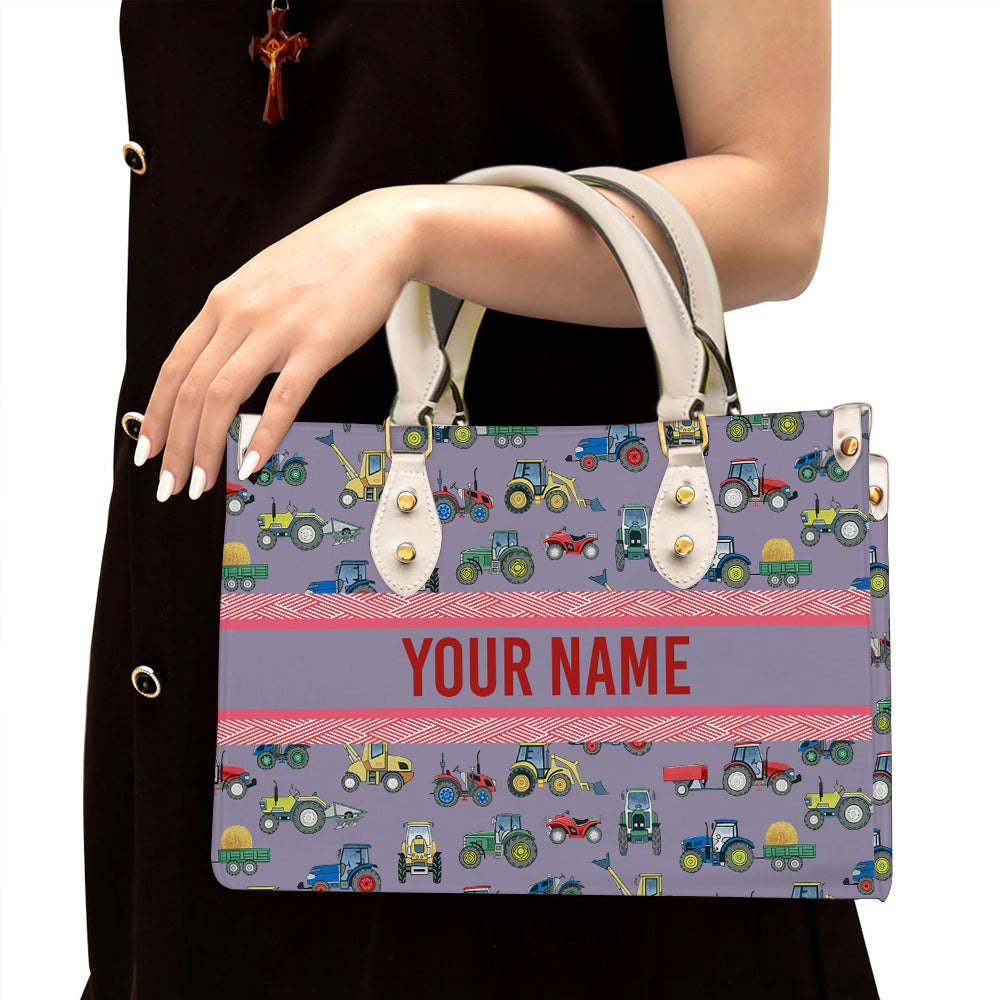 litzzy Personalized Farmer Tractor Purse Leather Bag Handbag For Women leather bag White  