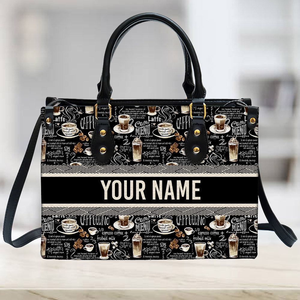 litzzy Personalized Coffee Menu Purse Leather Bag Handbag For Women leather bag   