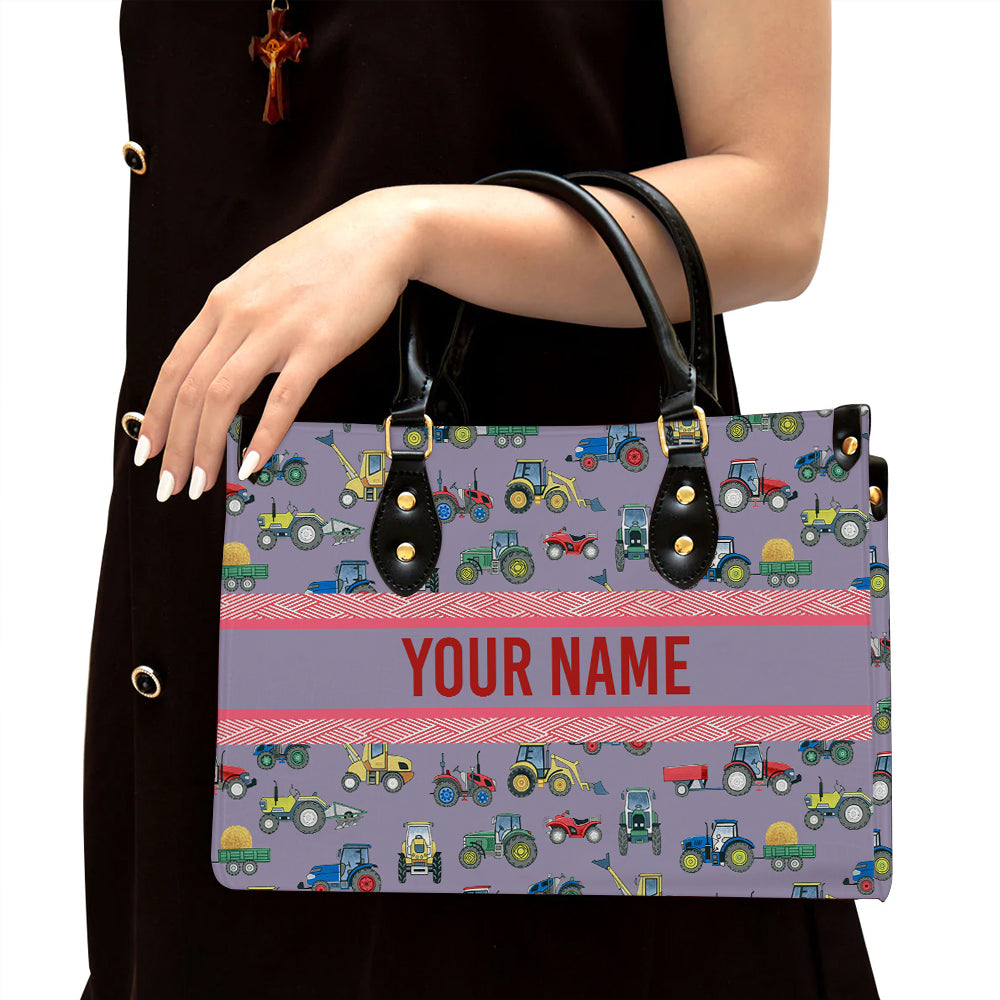 litzzy Personalized Farmer Tractor Purse Leather Bag Handbag For Women leather bag Black  