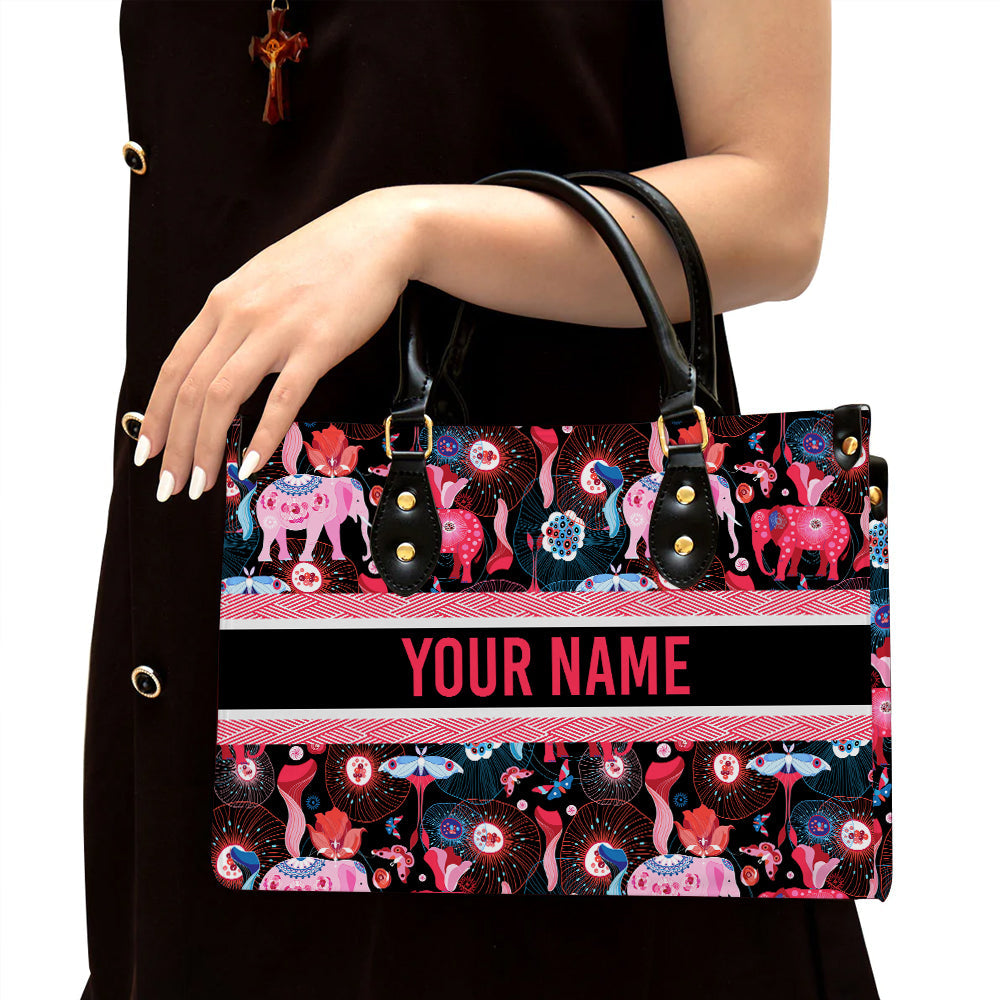 litzzy Personalized Colorful Elephant Purse Leather Bag Handbag For Women leather bag Black  