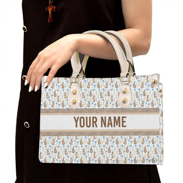 litzzy Personalized Rabbit And Flower Purse Leather Bag Handbag For Women leather bag White  