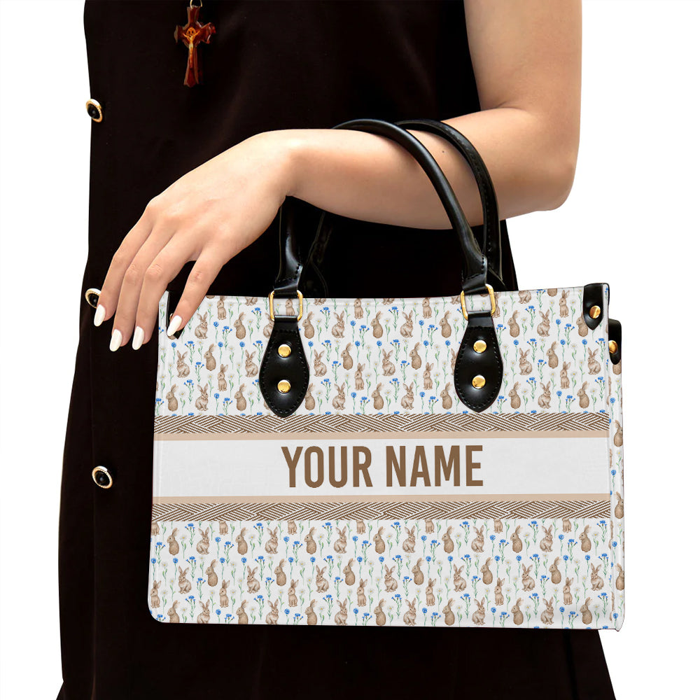 litzzy Personalized Rabbit And Flower Purse Leather Bag Handbag For Women leather bag Black  