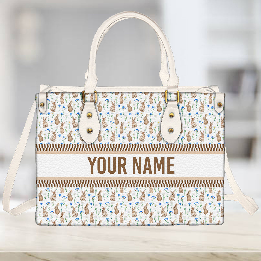 litzzy Personalized Rabbit And Flower Purse Leather Bag Handbag For Women leather bag   