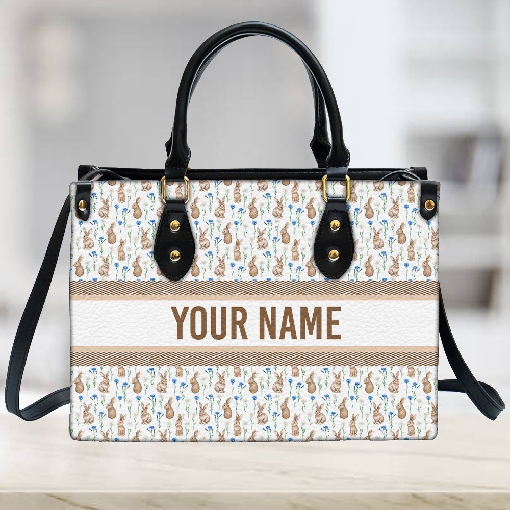 litzzy Personalized Rabbit And Flower Purse Leather Bag Handbag For Women leather bag   