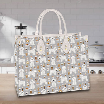 litzzy Personalized Bichon Frise Dog Purse Leather Bag Handbag For Women leather bag   