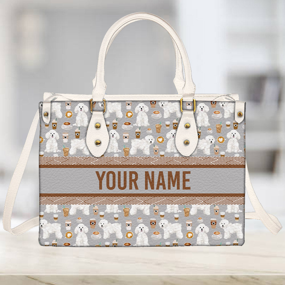 litzzy Personalized Bichon Frise Dog Purse Leather Bag Handbag For Women leather bag   