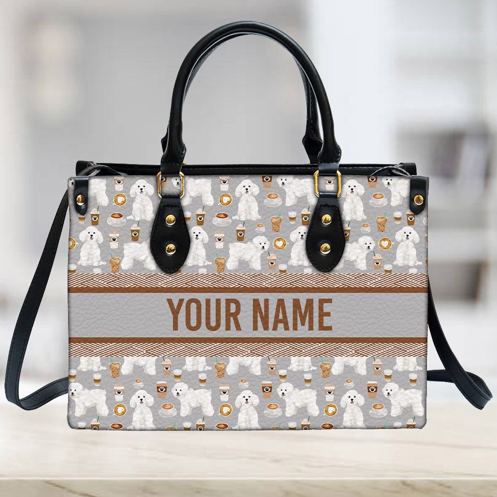 litzzy Personalized Bichon Frise Dog Purse Leather Bag Handbag For Women leather bag   