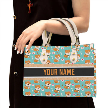 litzzy Personalized Shiba Inu Dog Purse Leather Bag Handbag For Women leather bag White  