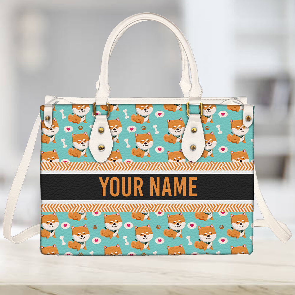 litzzy Personalized Shiba Inu Dog Purse Leather Bag Handbag For Women leather bag   