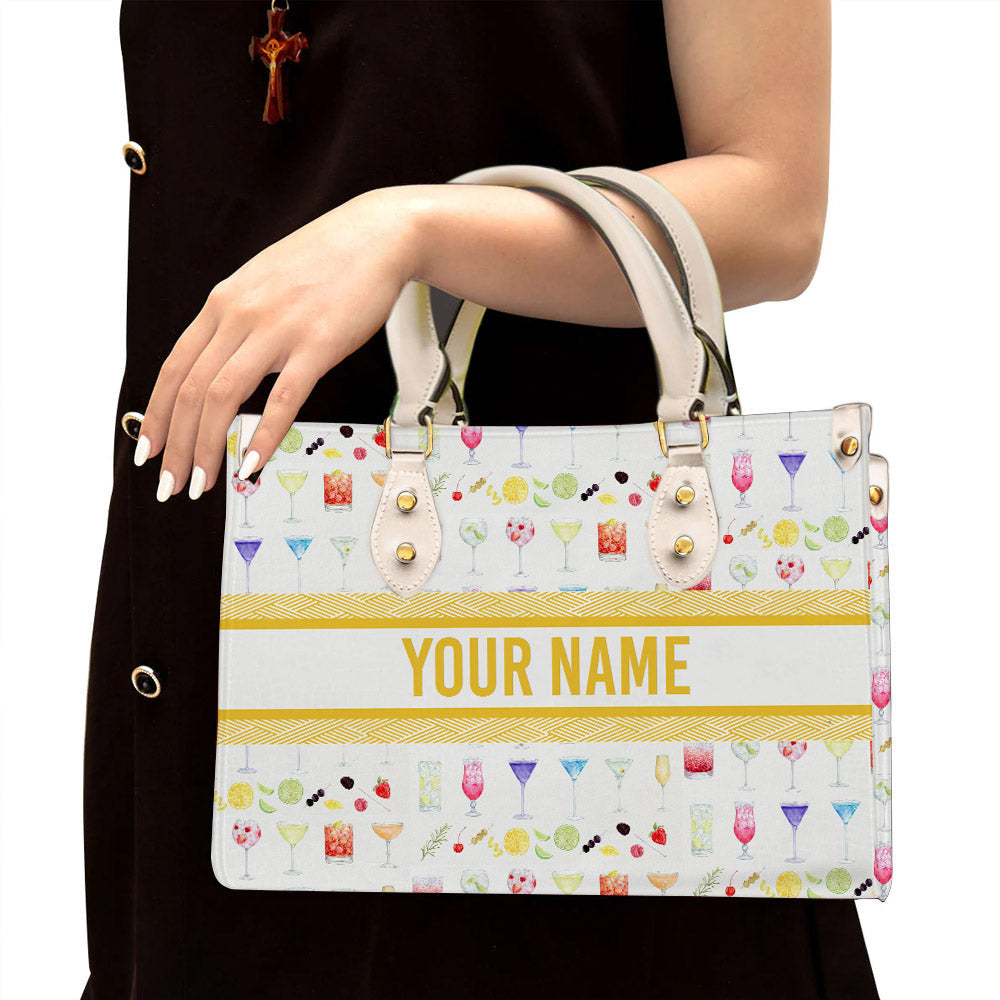 litzzy Personalized Tropical Cocktail Purse Leather Bag Handbag For Women leather bag White  