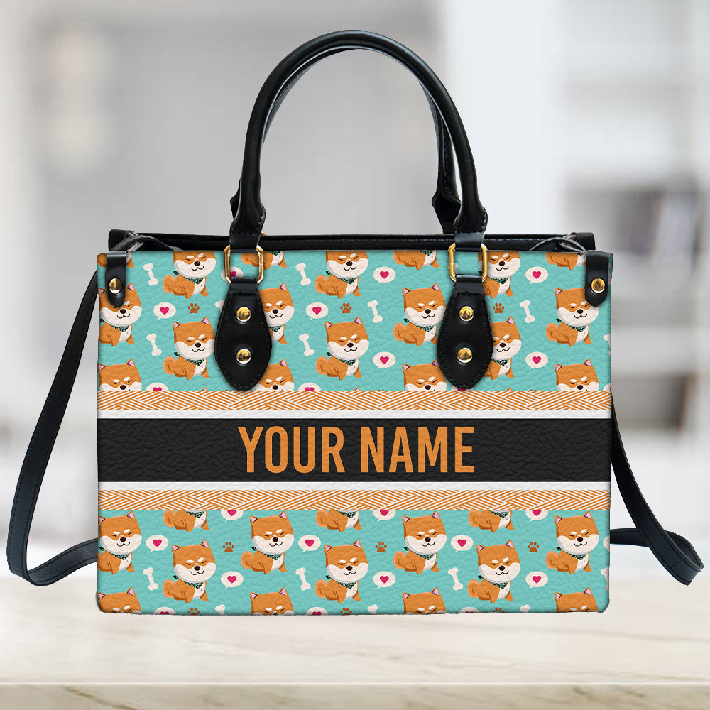 litzzy Personalized Shiba Inu Dog Purse Leather Bag Handbag For Women leather bag   