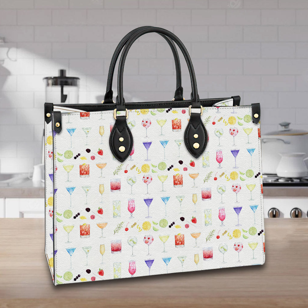 litzzy Personalized Tropical Cocktail Purse Leather Bag Handbag For Women leather bag   