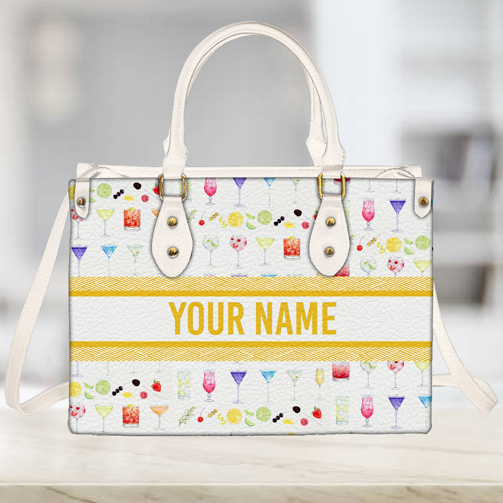 litzzy Personalized Tropical Cocktail Purse Leather Bag Handbag For Women leather bag   