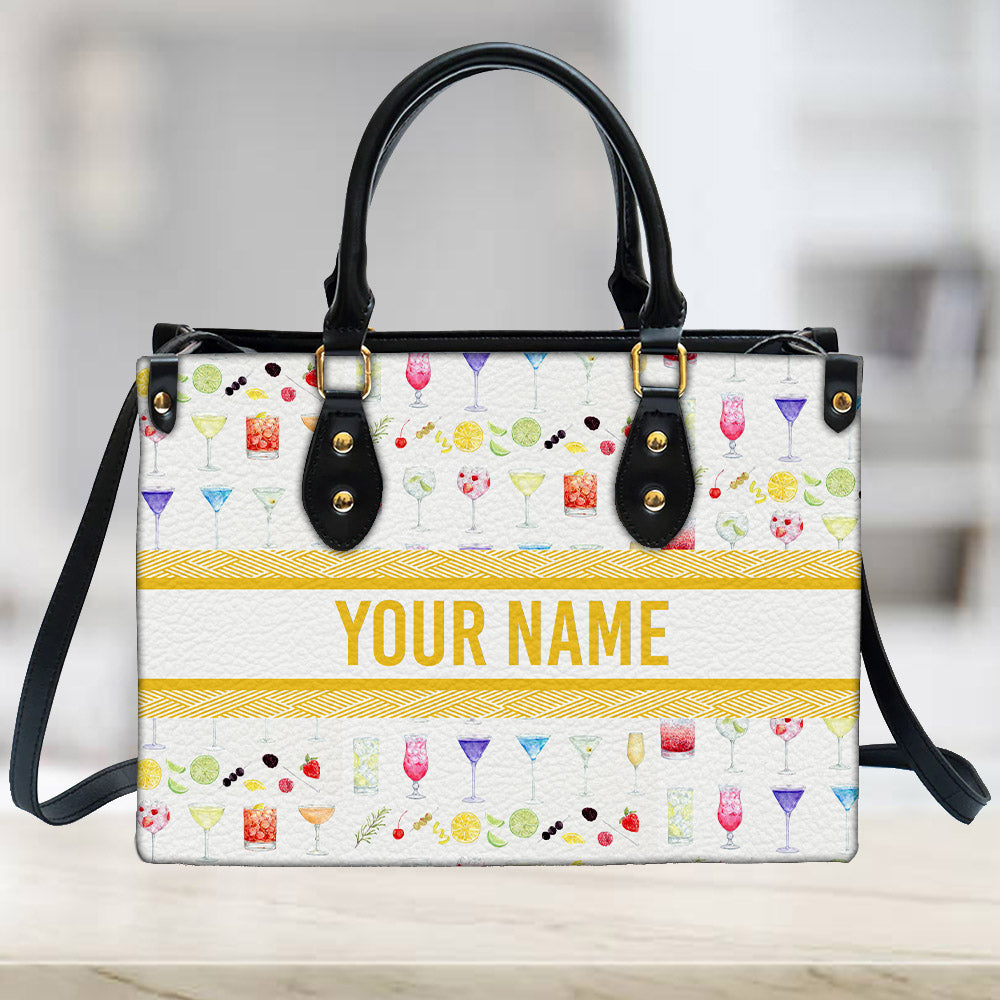 litzzy Personalized Tropical Cocktail Purse Leather Bag Handbag For Women leather bag   