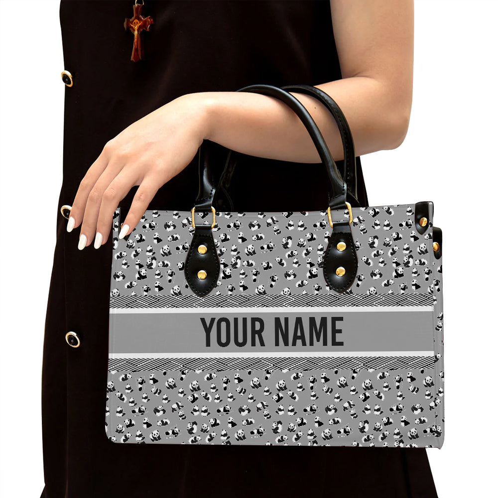 litzzy Personalized Cute Panda Purse Leather Bag Handbag For Women leather bag Black  