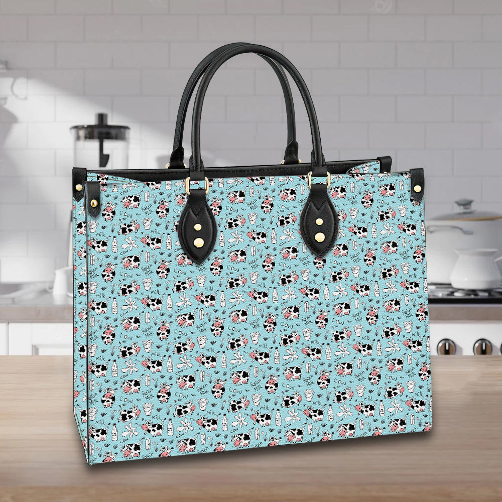 litzzy Personalized Dairy Cow Purse Leather Bag Handbag For Women leather bag   