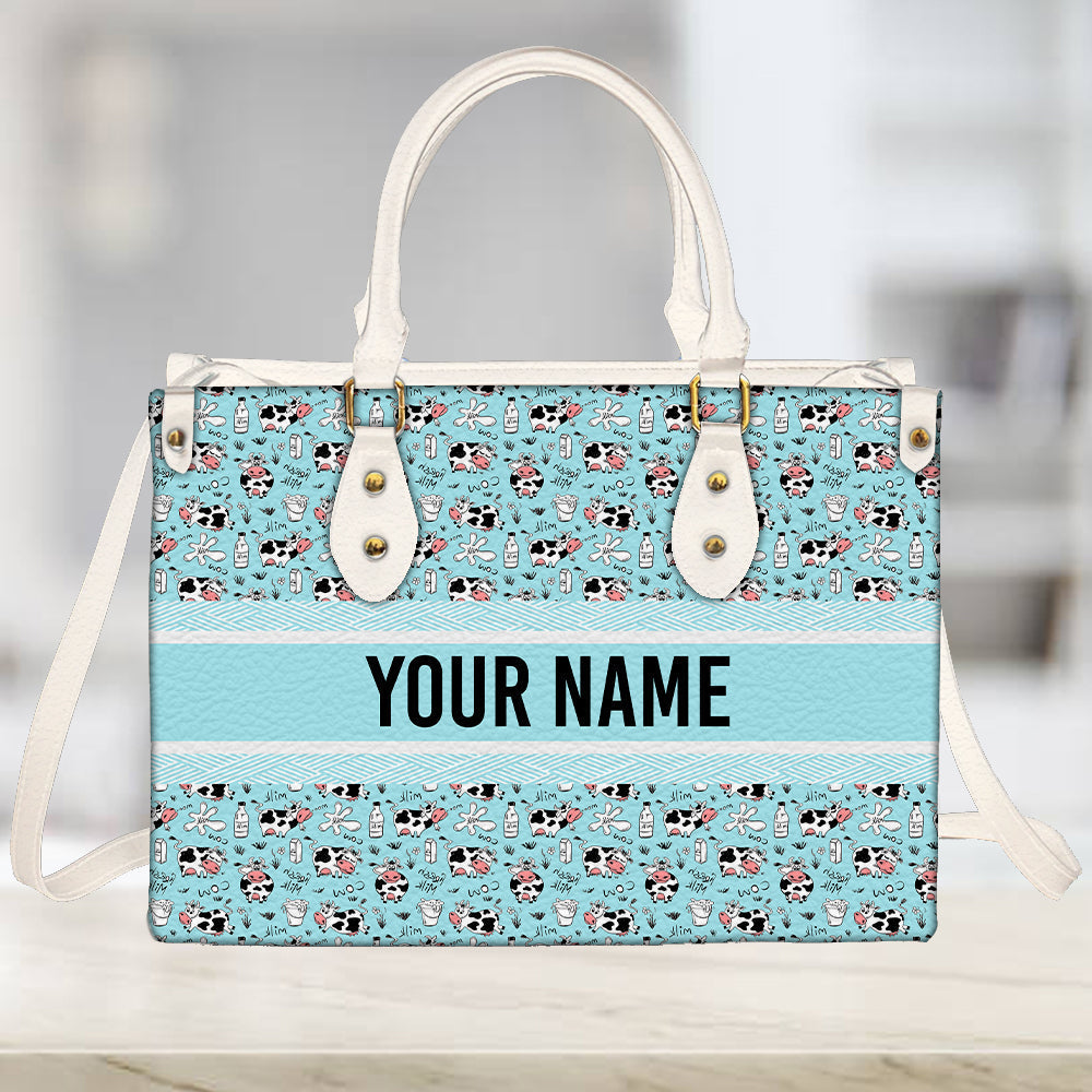 litzzy Personalized Dairy Cow Purse Leather Bag Handbag For Women leather bag   