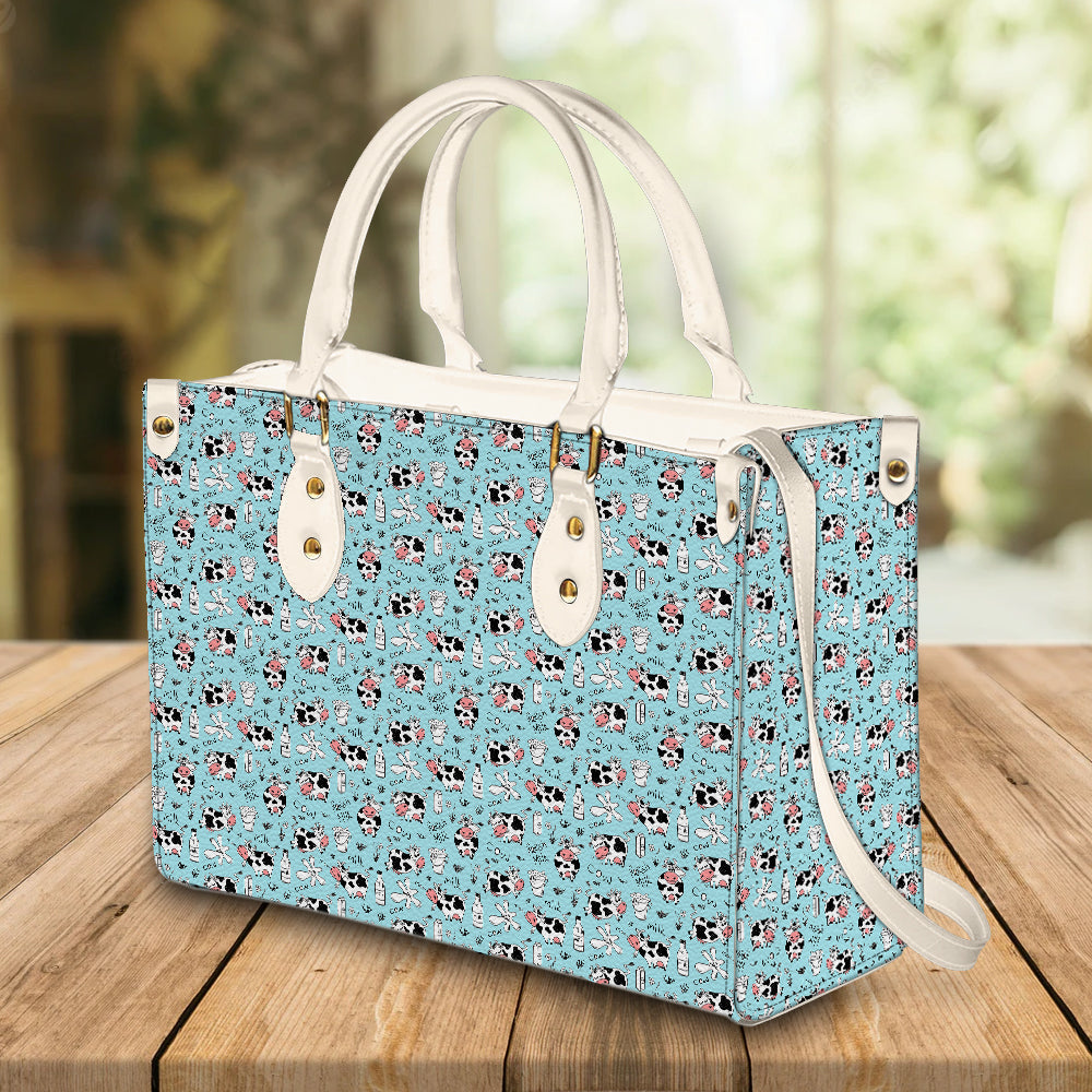litzzy Personalized Dairy Cow Purse Leather Bag Handbag For Women leather bag   