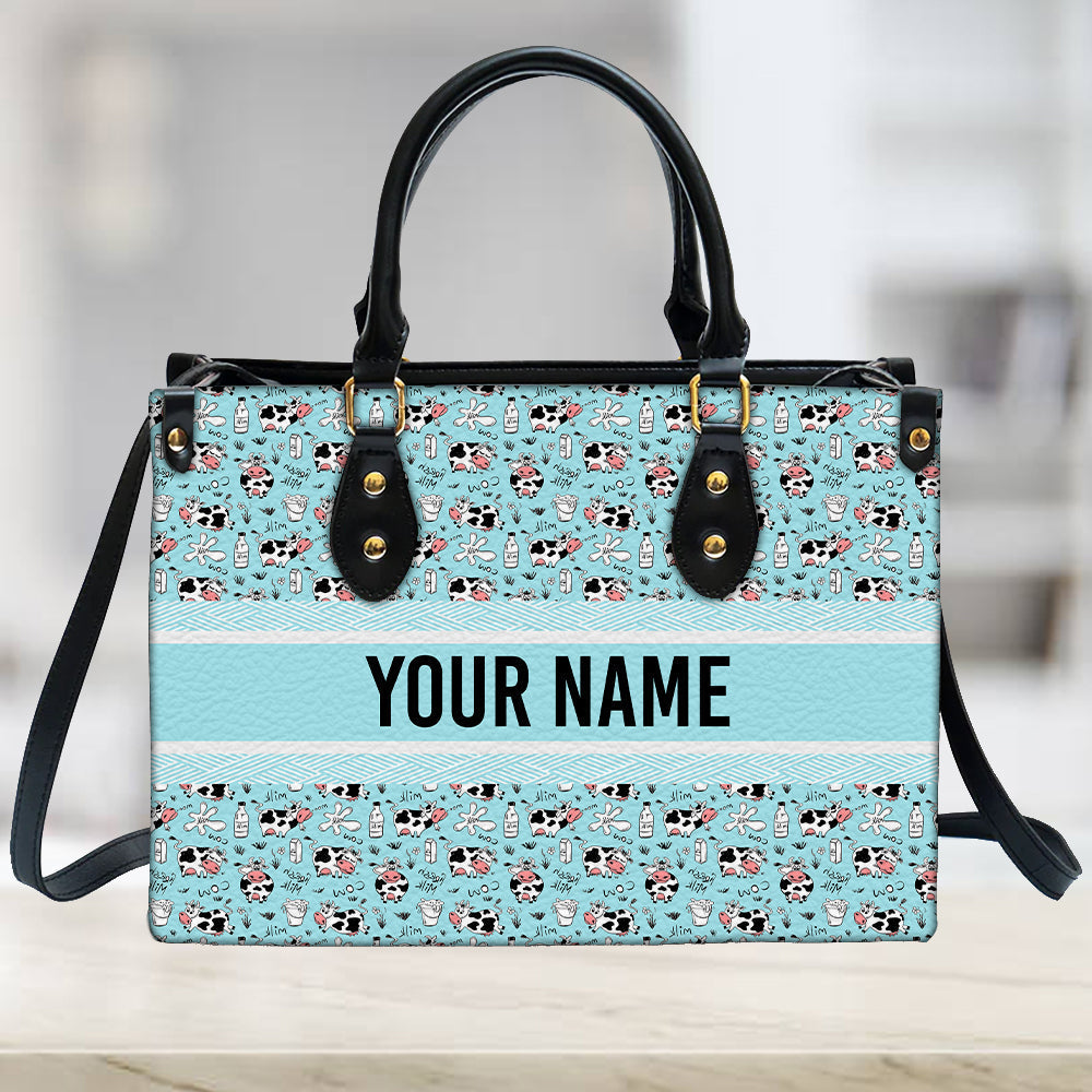 litzzy Personalized Dairy Cow Purse Leather Bag Handbag For Women leather bag   