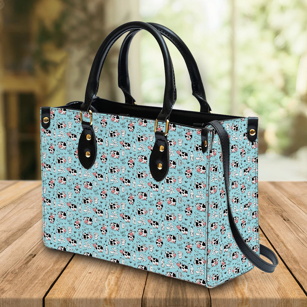 litzzy Personalized Dairy Cow Purse Leather Bag Handbag For Women leather bag   