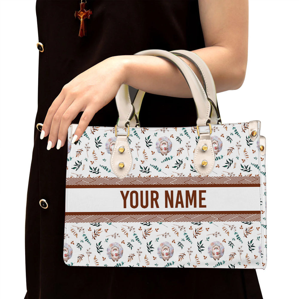 litzzy Personalized Cartoon Hedgehog Purse Leather Bag Handbag For Women leather bag White  