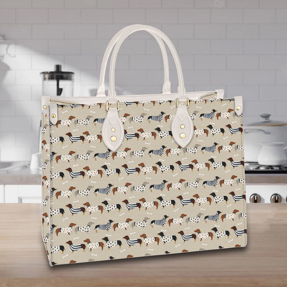 litzzy Personalized Dachshund Purse Leather Bag Handbag For Women Love Dog leather bag   