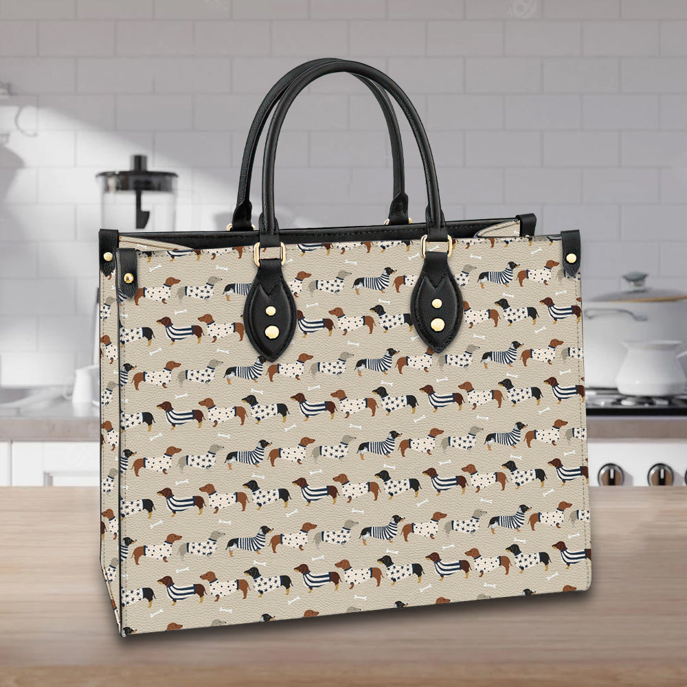 litzzy Personalized Dachshund Purse Leather Bag Handbag For Women Love Dog leather bag   